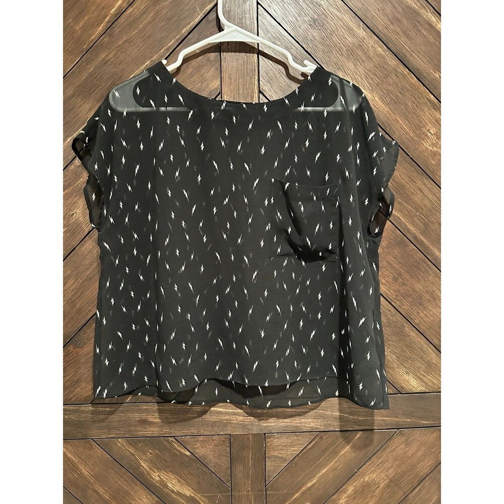 Forever 21 sheer crop top blouse with lightening bolts SMALL - Picture 5 of 7
